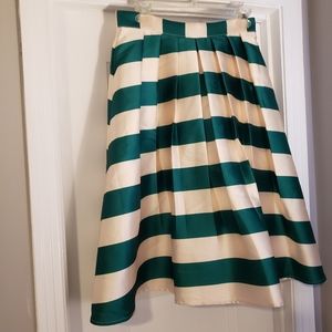 Cream and Hunter Green Midi Skirt